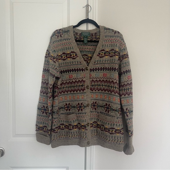 Lauren Ralph Lauren Handknit Wool Cardigan - Picture 1 of 8